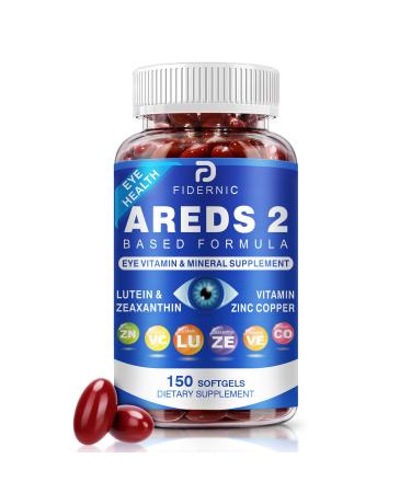 AREDS 2 Eye Vitamin & Mineral Supplement Lutein and Zeaxanthin Supplement, Vitamin C & E, Zinc & Copper for Blue Light Protection, Eye Health Support, Eyebright, Eye Doctor Trusted 150 Softgels 150 Count (Pack of 1)