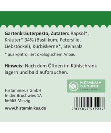 Buy Histaminikus Organic Garden Herb Pesto - 130g | Gluten-Free No Artificial Additives & Low Histamine - Buy Online on GoSupps.com