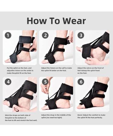 Vidaoheh Plantar Fasciitis Night Splint - 3 Adjustable Straps for Foot Pain Relief - Achilles Tendonitis Support - Black (2 Packs) - Buy Online on GoSupps.com