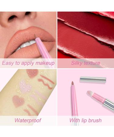 Ponhey Nude Matte Lip Liner Pencil & Brush - Long Lasting Waterproof Lipstick Marker Pen #02 for Perfect Lips - Buy Online on GoSupps.com