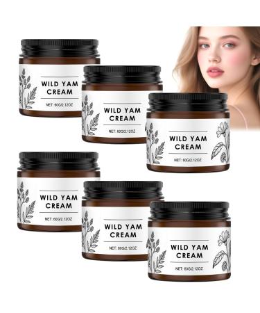 WRANBAO Wild Yam 6-Pack Hormone Balancing Creams Suitable for Dry Skin Soothing Wild Yam Moisturizing Lotion Relieves Menopausal Pain Moisturizing Lotion with Vitamin