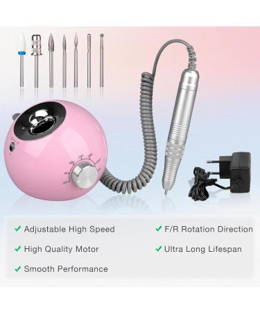 Upgraded Professional Nail Miller 35000 RPM - Electric Nail File Set for Gel & Acrylic Nails | Manicure Pedicure Kit with Ceramic Attachments | Safe for Beginners - Pink - Buy Online on GoSupps.com