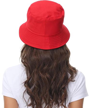 Women's Reversible Black-Red Bucket Hat for Summer | Outdoor Beach Cap - Buy Online on GoSupps.com
