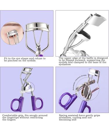 Metal Eyelash Curler Curl Up Lash Curler Long Lasting Eyelash Makeup Tool with Spring Assist Silicone Pad Lifted Eye Lash Curlers for Girls and Women Fits All Eye Shape(Purple) - Buy Online on GoSupps.com
