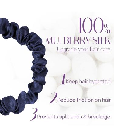 Olesilk 3-Set 100% Silk Hair Ties - Navy Blue Small Scrunchies & Elastic Hair Bands | Luxury Hair Jewelry - Buy Online on GoSupps.com