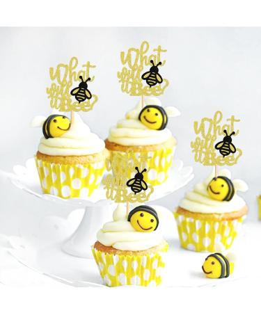 Cyodoos 24Pcs Bee Cupcake Toppers What Will It Bee Cake Decorations for Bee Theme Baby Shower Kids Boys Girls Birthday Party Decoration Supplies Bee5 - Buy Online on GoSupps.com