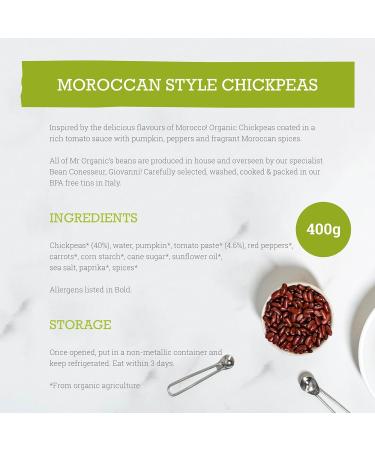 Mr Organic Moroccan Style Chickpeas - Moroccan Inspired Flavours - High Fibre - Vegan-Friendly - Perfectly Spiced Chickpeas - Versatile Ingredient for Moroccan-inspired Dishes - Pack of 12 Moroccan Spiced 400 g (Pack of 12) - Buy Online on GoSupps.com