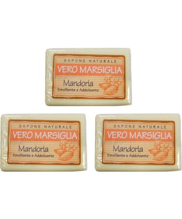 "Vero Marsiglia" Almond Soap 5.29 Ounce (150gr) Packages (Pack of 3) Italian Import