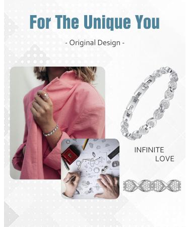 Jecanori Women's Titanium Steel Magnetic Bracelet - 3800 Gauss Ultra Strength Magnets - Adjustable Length Wristband - Gift Box Included - Buy Online on GoSupps.com