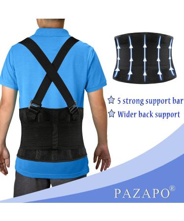 PAZAPO Back Brace for Men & Women - Adjustable Lower Lumbar Support Belt with Suspenders for Heavy Lifting & Back Pain Relief - M/L (30-37 Inches - Buy Online on GoSupps.com