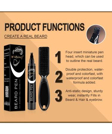Beard Pen Beard Filler Pencil Men's Beard Filler Pencil Men's Beard Filler with Brush Natural Enhancer for Filling Shaping Hair and Beard Filler Waterproof Long Lasting Natural (Black) - Buy Online on GoSupps.com
