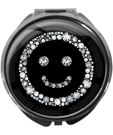 metALUm pill box with mirror round metal 3 compartments SMILEY #1112
