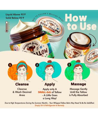 Meadow Bliss Beef Tallow for Skin - Moisturizer Cream - 100% Grass Fed - Whipped Beef Tallow - Manuka Honey - Organic Jojoba Oil, Shea Butter - Supports Eczema, Rosacea - USA - Fragrence Free - 4 oz - Buy Online on GoSupps.com
