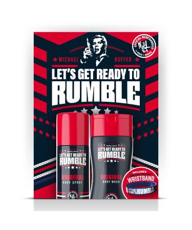 LETS GET READY TO RUMBLE ORIGINAL GIFT SET: BODY SPRAY 150ML SHOWER GEL 250ML WRISTBAND