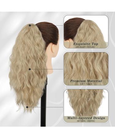 BARSDAR 18'' Curly Wavy Blonde Claw Clip Ponytail Extension - Synthetic Multi-Layered Ponytail Hairpiece for Women - 18 Inch Light Ash Blonde Mixed - Buy Online on GoSupps.com