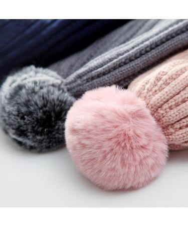 Balaclava Kids Winter Hat Scarf with Double Pom Pom Design - C-Grey, One Size - Buy Online on GoSupps.com