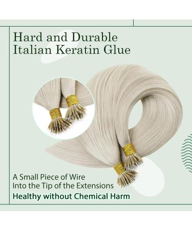 RUNATURE Nano Ring Hair Extensions - Real Human Hair White Blonde 22 Inch 50g - Remy Straight Nano Hair Extensions - A-Nano-#800 - Buy Online on GoSupps.com