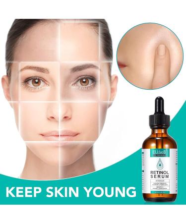 Retinol Serum 60ml - Anti Aging Skin Repair with Hyaluronic Acid,Vitamin E & Aloe - Reduce Fine Lines and Wrinkles - 2 Fl Oz - Buy Online on GoSupps.com
