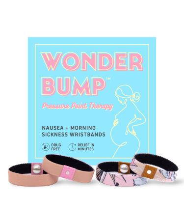 Wonder Bump Morning Sickness Relief Wristbands | Acupressure Anti Nausea Bands for Pregnancy Nausea Relief (2 Sets) (Medium)