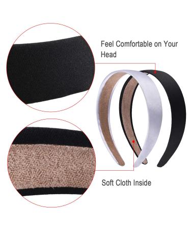 SIQUK 16 Pieces Satin Headbands - 1 Inch Black and Silver DIY Ribbon Hair Headbands for Women and Girls - Buy Online on GoSupps.com