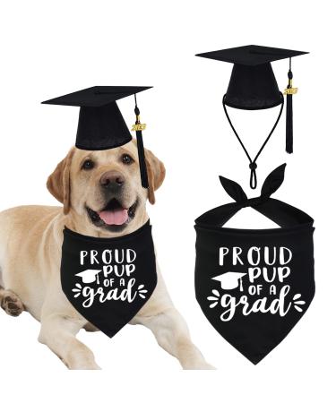 JOTFA Dog Graduation Bandana and Dog Graduation Cap with 2023 Black Tassel Graduation Dog Cap Bandana Outfits Costumes for Dog Graduation Gift Supplies (Dog Graduation Cap & Proud Pup of A Grad) Black Dog Graduation Cap & Proud Pup of A Grad