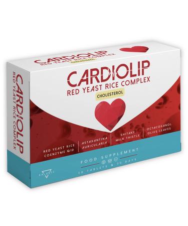 CARDIOLIP® | Red Rice Yeast | 10 mg Monacolin K | 667 mg Red Rice | Enriched with 8 active ingredients including: Coenzyme Q10, Auricularia, Milk Thistle, Astaxanthin, Shitake | 30 tablets