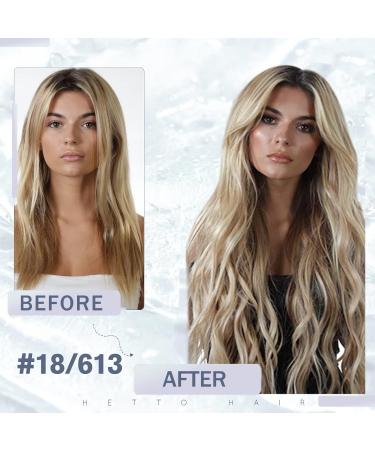 Hetto Microring Extensions - Real Hair Blonde & Ash Highlights | 35cm 50g Remy Microring Extensions #P18/613 #18/613 - Buy Online on GoSupps.com
