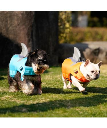 Dog Life Jacket Shark Safety Vest with Handle, Reflective & Adjustable for Small, Medium, Large Dogs - X-Small Blue - Buy Online on GoSupps.com