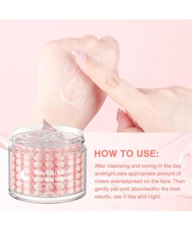 ARCHIDATE Pink Collagen Capsule Cream Firming & Plumping Anti-Aging Collagen Capsule Cream Boosts Elasticity Smooths Fine Lines Deep Moisturizing for Dry Skin Lightweight for All Skin Types - Buy Online on GoSupps.com