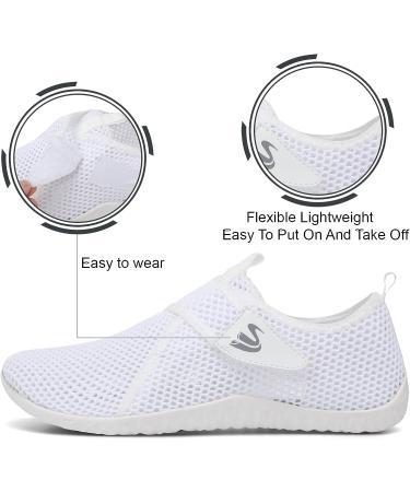 Spesoul Water Sports Shoes - Quick Dry Barefoot Aqua Shoes for Beach, Pool, Surf, Yoga - White Mesh, 8 Women/6.5 Men - Buy Online on GoSupps.com