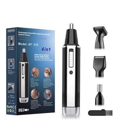 Professional Nose and Ear Hair Trimmer-USB Rechargeable 4 in 1 Painless Nose Hair Trimmer for Men and Women Water Resistant Dual Edge Blades for Easy Cleansing