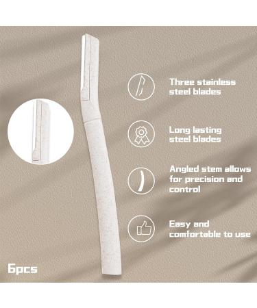 EZ Eyebrow Razor - 6 Eco-Friendly Biodegradable Dermaplane Razors for Women | Safe Face & Body Grooming - Buy Online on GoSupps.com