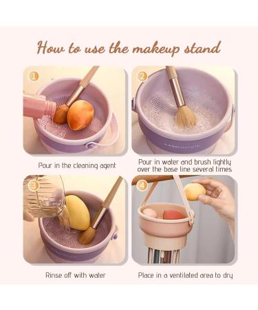 3-in-1 Silicone Make-Up Brush Holder & Cleaner | Multifunctional Yellow Brush Cleaner for Sponge & Powder Brushes - Buy Online on GoSupps.com