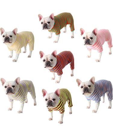 BT BEAR Colorful Striped Pajamas for Dogs - Soft Cotton One-Piece Costume for Small & Medium Bulldogs - Size M Green/Purple - Buy Online on GoSupps.com