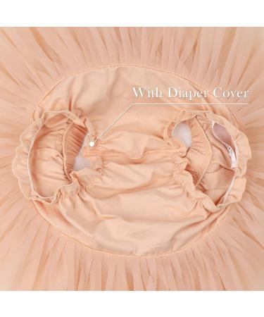 Hoolchean Baby Girls Tutu Skirt Set with Flower Headband & Diaper Cover - 2-3 Years, Peach - Buy Online on GoSupps.com