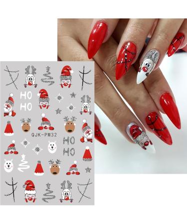 Christmas Nail Stickers 9 Sheets Self-Adhesive Nail Decal Socks Snowflake Red Nail Art Decoration Design Supplies - Buy Online on GoSupps.com