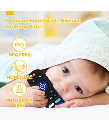 Cuzlarmul Baby Teething Toys 2 Pack - Soft Silicone Remote Control Shape Teething Toys for Babies 6-12 Months - BPA Free Molar Teether Chew Toys - for Infant Boys Girls (Black & Beige) - Buy Online on GoSupps.com