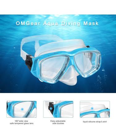 OMGear Swim Mask Dive Goggles with Nose Cover - Snorkeling Gear for Junior & Adult, Scuba Diving & Spearfishing - Neoprene Strap, Impact Resistance - Aqua - Buy Online on GoSupps.com