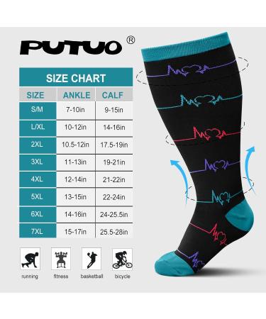 Plus Size Compression Sock For Men and Women: Graduated Compression Stockings for Support Flight Travel Running Pregnancy Sports Edema Nurses Athletic 20-30 mmHg 1Pairs Electrocardiogram 4XL - Buy Online on GoSupps.com