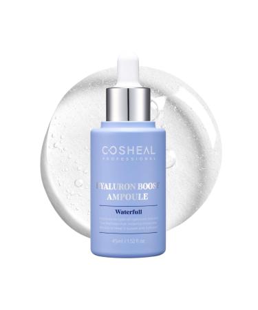 COSHEAL Hyaluron Boost Ampoule 1.52 fl oz, Deep Hydration Serum with 6 Types of Hyaluronic Acids & 5 Peptides, Barrier Support & Glass Skin Glow, Non-greasy, Hypoallergenic, Korean Skin care