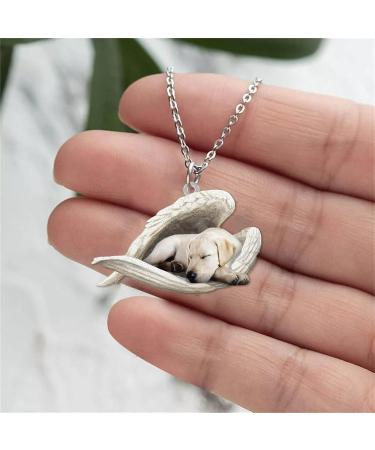 Lidssacde Pet Necklace with Sleeping Dog Trailer - Sweet Angel Gift for Animal Lovers - Perfect Personal Gift for Kids & Adults - Unique Chain Fastening 01 - Buy Online on GoSupps.com