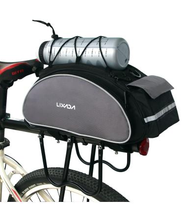Lixada Bicycle Rack Bag 13L Multifunctional Bicycle Rear Seat Bag Cycling Bike Rack Seat Bag Rear Trunk Pannier Backseat Bag Handbag Shoulder Bag Black