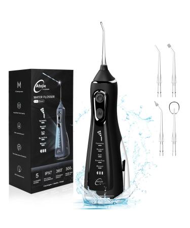 Water Flosser for Teeth Atojie Professional Cordless 5 Modes Dental Oral Irrigator Portable 300ML Rechargeable IPX7 Waterproof Powerful Battery Water Teeth Cleaner for Home and Travel