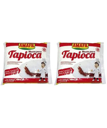 Amafil Flour 500g 17.6oz Massa Para Pack, Tapioca, 17.5 Ounce, (Pack of 2) 1.1 Pound (Pack of 2)