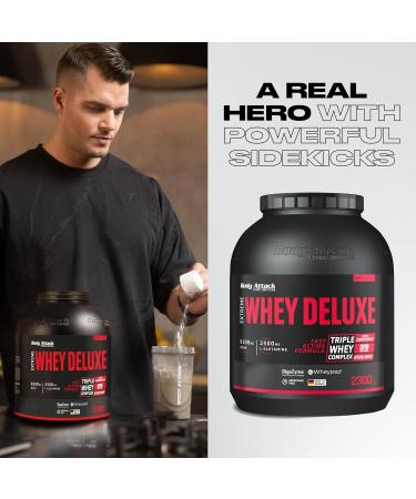 Body Attack Extreme Whey Deluxe - Vanilla Cream 2.3 kg | Premium Protein Powder with Amino Acids | Made in Germany | Low-Fat & Sugar | Triple Whey Complex & CFM Isolate - Buy Online on GoSupps.com