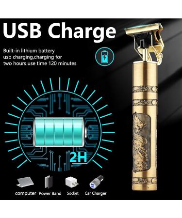 Men's T-Blade Hair Clippers: Electric Beard Trimmer & Cordless Grooming Kit - USB Rechargeable - Bronze Finish - Buy Online on GoSupps.com