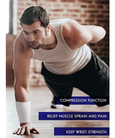 Newcotte 4 Pairs Wrist Sleeve Compression Support Brace for Men and Women | Breathable Thin Wrist Bands for Sports | Improve Circulation, Relieve Pain | Medium Size, Black, White, Gray, Blue - Buy Online on GoSupps.com
