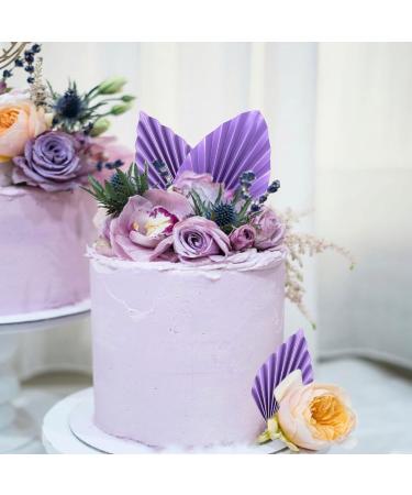 Blumomon 4 Pcs Purple Palm Fan Cake Toppers Palm Leaf Cake Toppers Palm Spear Leaf Cupcake Toppers Birthday Party Wedding Supplies Baby Shower Cake Decorations - Buy Online on GoSupps.com