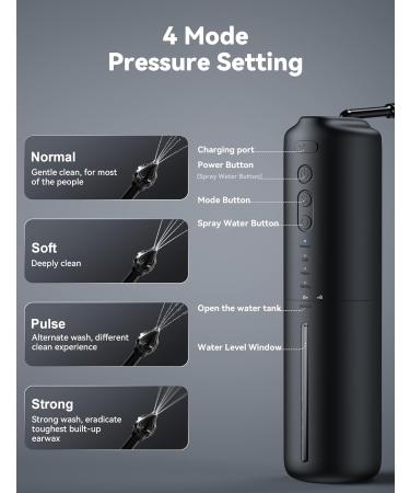 Electric Ear Wax Removal Kit | AOPICK Ear Cleaner with 4 Pressure Settings | 10 Replaceable Tips | Effective Ear Irrigation for Home Use - Buy Online on GoSupps.com