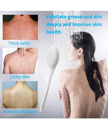 Yamahiko Bath Body Brush - Exfoliating Back & Feet Scrubber for Shower - Long Handle for Men & Women - White - Buy Online on GoSupps.com